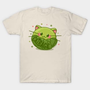 Cute Kawaii Catbage Cat+Cabbage Pun T-Shirt